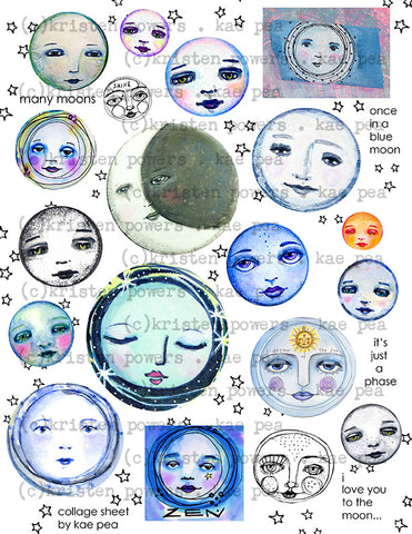 Many Moons | Print, Collage & Create Paper by Kae Pea
