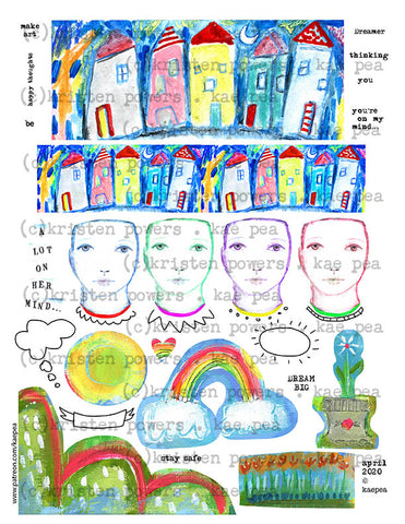 On Her Mind *Digital Download* | Print, Collage & Create Paper by Kae Pea